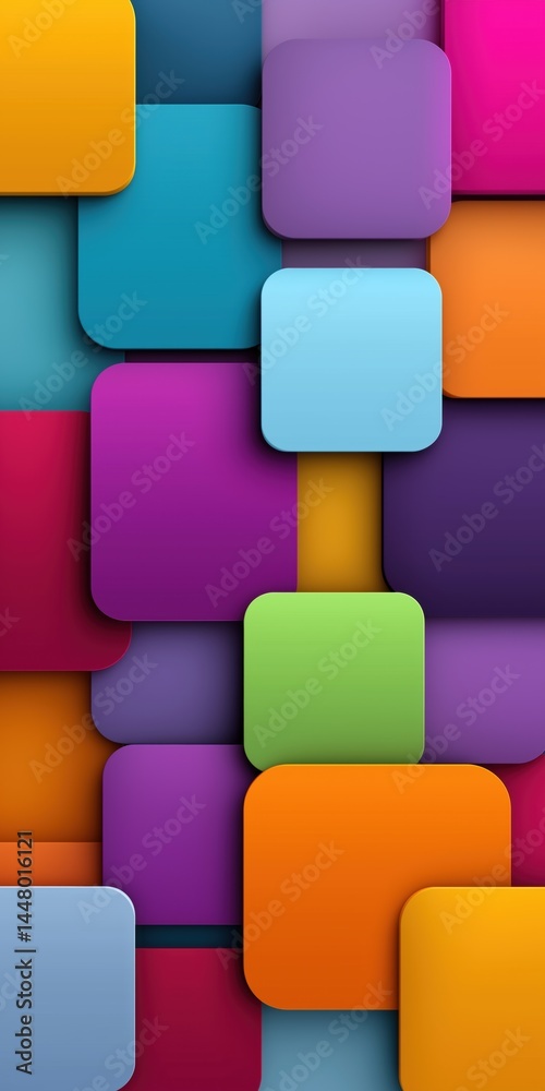 Poster a colorful image of squares with a blue square in the middle. the squares are in different colors an