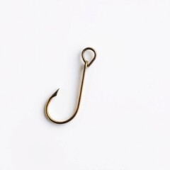 Single Gold Fishing Hook: Minimalist Close-up