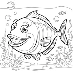vector illustration of a fish coloring page 