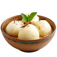 Traditional Bengali Rasgulla in Bowl on transparent background