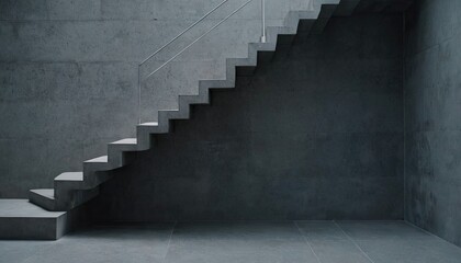 Modern Grey Geometric Staircase Against Cracked Wall. 3
