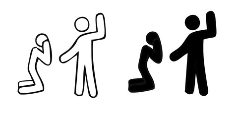 Domestic Violence Thin simple Line Icons