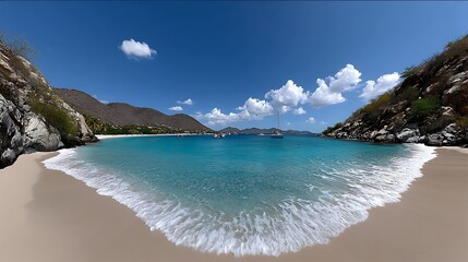 Fototapeta premium Caribbean Secluded Cove Turquoise Waters with Sandy Beach.