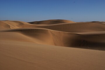 Expansive dry Desert Landscape with Rolling Sand Dunes in Namibia
