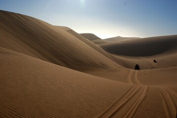 Expansive dry Desert Landscape with Rolling Sand Dunes in Namibia