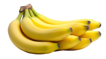 bunch of fresh ripe bananas isolated on white transparent background