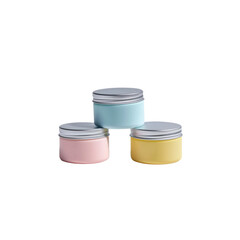 Pastel-Colored Cosmetic Jars with Silver Lids