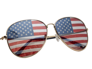 sunglasses on white background 4th of july theme 