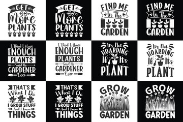 Fototapeta premium Planting Typography Design Bundle Design White and Black Version, Dying Plant In Planter, Planting Typography design, Gardening Typography Design