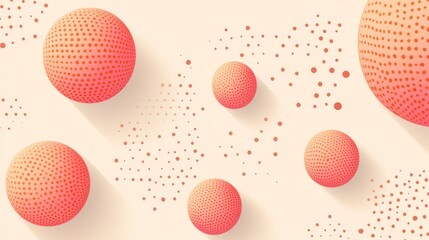 Abstract geometric design featuring vibrant coral spheres.