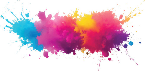 A Bright, Stunning Watercolor Painting of Abstract Stains and Splashes in Rich, Vibrant Colors, Enhanced by Bold Brush Strokes on a Pure White Background for a Contemporary Look.
