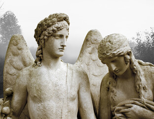 Beautiful angel with big wings. Guardian Angel. Angel savior	
