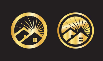 Luxury Golden Real Estate Logo Design – Premium House Icon