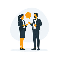 Two people conversing in a modern, digital style.