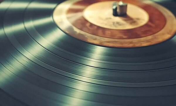 Vintage record player turntable close up