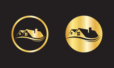 Luxury Golden Real Estate Logo Design – Premium House Icon