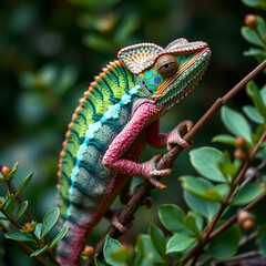 Obraz premium chameleon lean out of bush