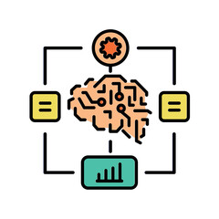 Algorithm optimization color line icon for digital and print projects.