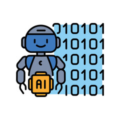 intelligent coding assistant color line icon for digital and print projects.