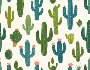 Cactus seamless background