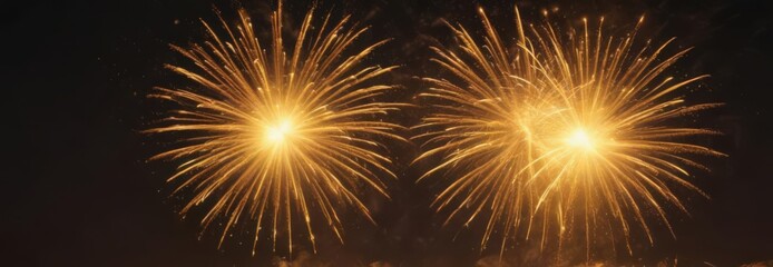 Naklejka premium Fiery yellow fireworks bloom, wide shot, intense heat , fiery, majestic, wide shot