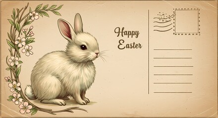 Rabbit on Vintage Easter Postcard