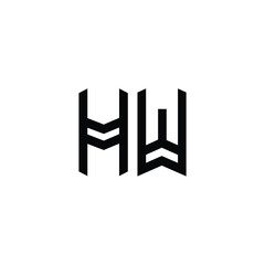 HW monogram logo design letter text name symbol monochrome logotype alphabet character simple logo