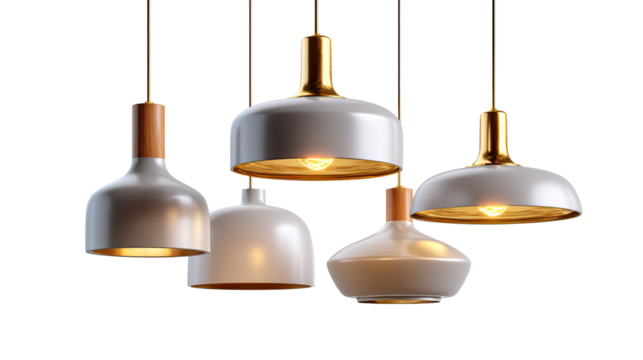 Elegant Modern Lighting Fixture: A cluster of minimalist pendant lamps showcases contemporary design, offering a glimpse into stylish interior decor and the art of illumination.