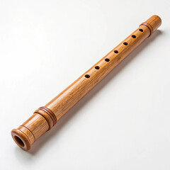 Naklejka premium Wooden flute on white surface