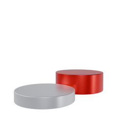 3d render red and white podium. promotional product display on indonesian independence day