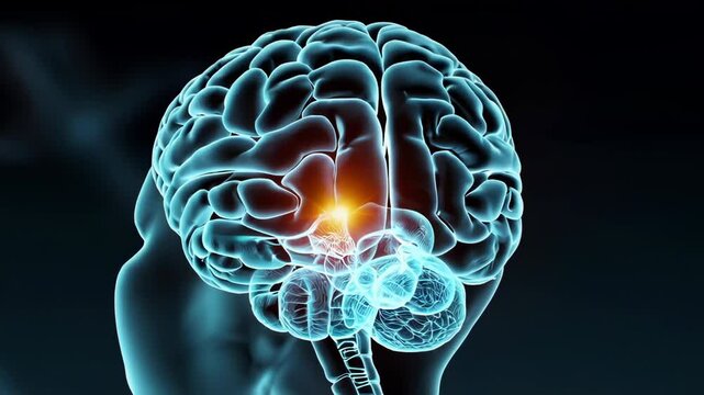 Brain Illustration Highlighting Pituitary Gland Activity