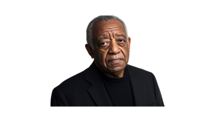 Portrait of a Serious Senior Black Man in a Dark Suit