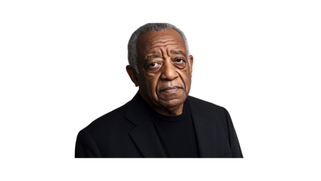 Portrait of a Serious Senior Black Man in a Dark Suit - Powered by Adobe