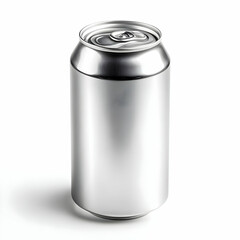 A sleek, blank aluminum can stands upright against a simple white background. Ideal for branding or product showcase in the beverage industry.