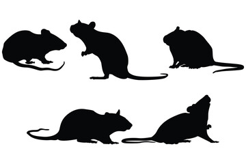 Degu Silhouettes Vector Set Black Icons in Various Poses