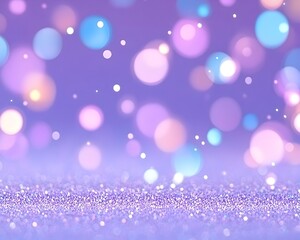 Shimmering purple glitter background with soft, pastel bokeh lights