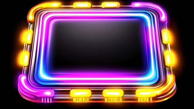 Neon frame against a black background adding a touch of vibrancy and modern style to visuals
