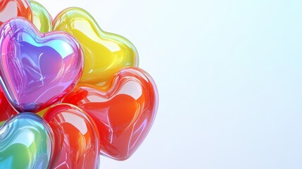 3D cartoon heart background featuring shiny, smooth heart 