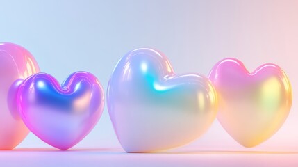 3D cartoon heart background featuring shiny, smooth heart 
