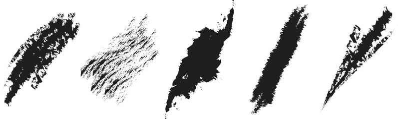 Abstract Brush Stroke Set Representing Conflict, Disconnection, and Social Isolation — Hand-drawn Grunge Vector Elements EPS