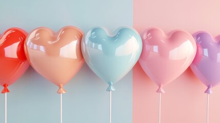 heart-themed background with glossy,
