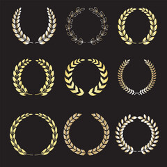 Collection of Golden Laurel Wreaths for Awards and Achievements