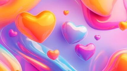  heart-themed background with glossy