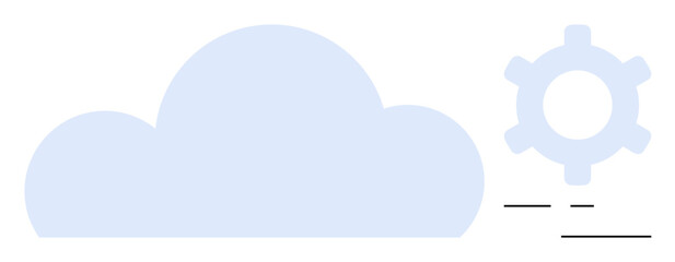 Cloud with gear representing technology and efficiency. Ideal for IT, computing, storage, cloud services, innovation, automation, digital transformation, flat simple metaphor