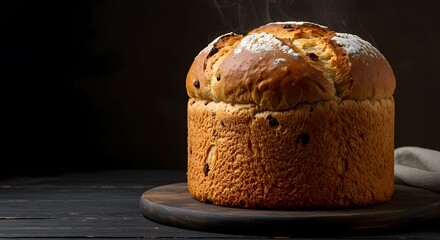 Panettone Cake with Raisin and Icing Sugar