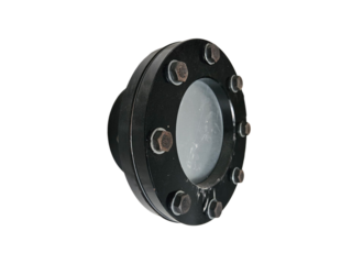 Metal flange coupling for industrial shaft connection with 8 bolt locks, used for connecting in industrial machinery and mechanical systems. Isolated on white background, transparent PNG