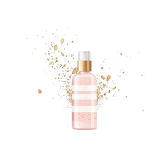 Pink and Gold Striped Spray Bottle with Shimmering Particles