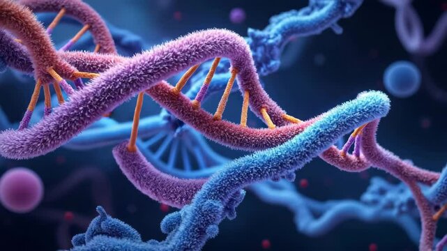 Dividing cell image showcasing chromosome duplication during mitosis, highlighting cellular processes and genetics.