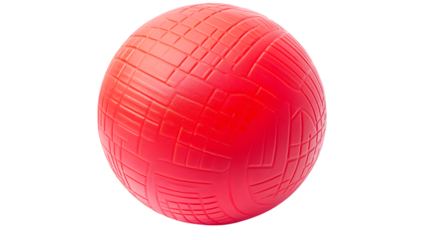Vibrant Red Rubber Ball Close-up Isolated on White Background