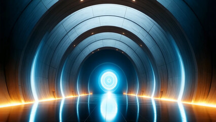 Obraz premium Futuristic Tunnel with Glowing Portal